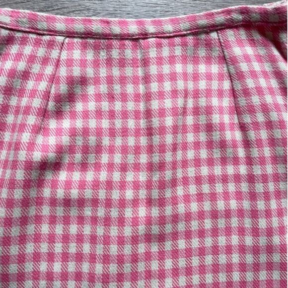 Vtg 60's Pink Gingham Plaid Woven Wool Mini Skirt Sz XS Talon Coquette Retro - Picture 6 of 7